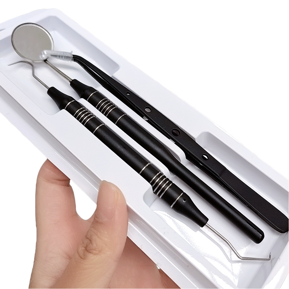 Dental Mirror Probe - Dental Black & Gold Stainless Steel