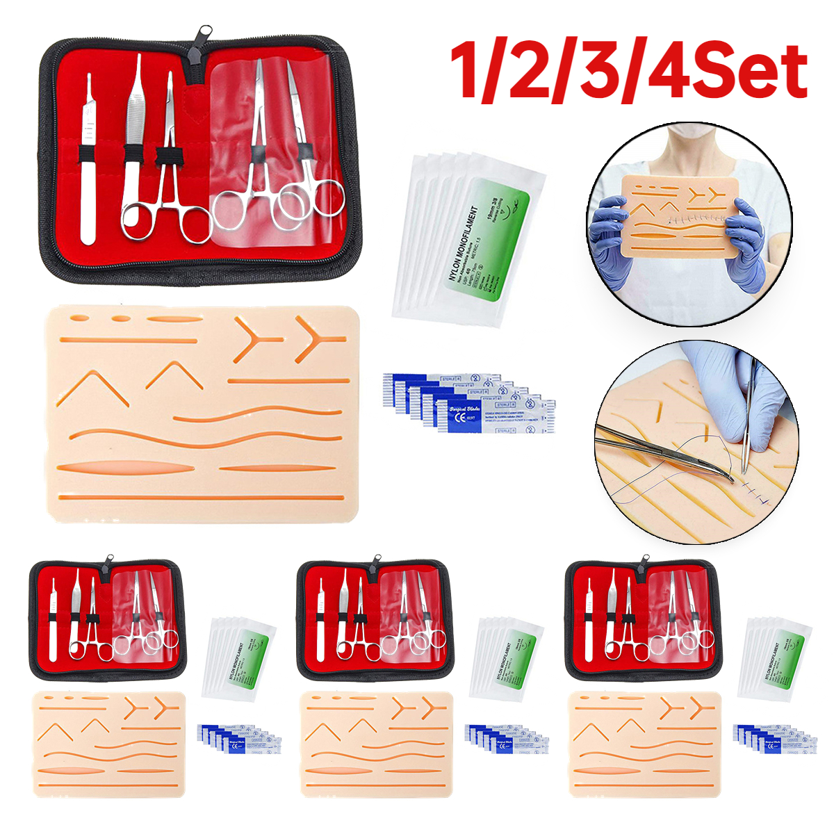 Medical Lab Kit - 4/3/2/1Set Medical Students Suture Practice Kit