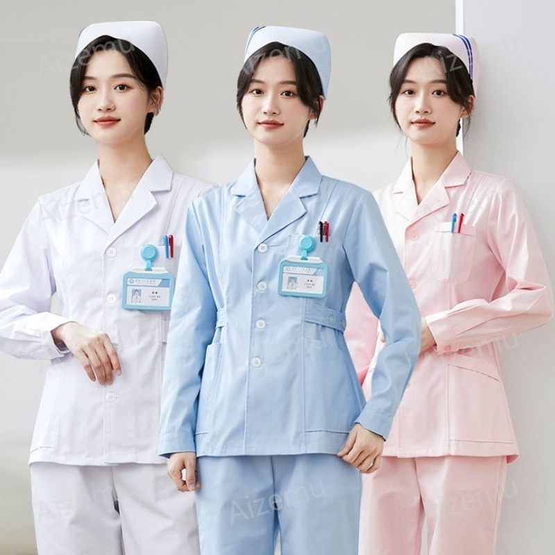 New White Long Sleeve Nurse Un – обзор и цена Medical Lab Logo